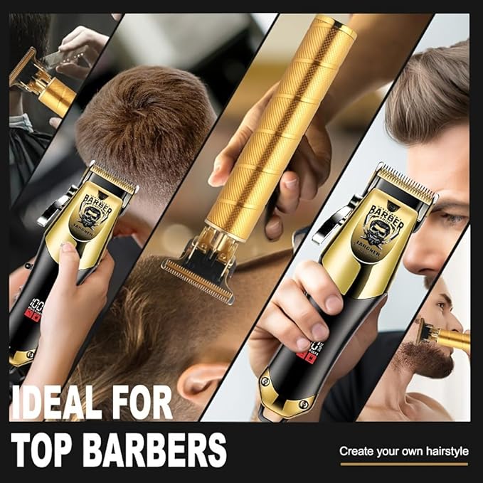 Hair Clippers for Men Professional, Cordless Beard Trimmer & Electric Razor Shavers for Men, Rechargeable 3 Piece Barber Hair Cutting Kit LED Display Men's Grooming Kit