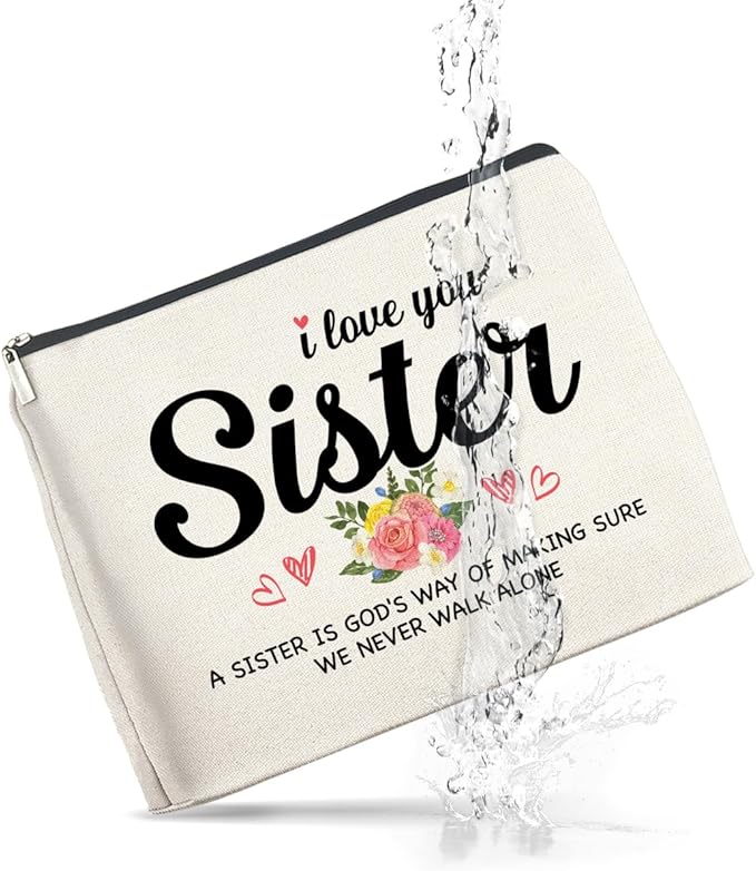 Sister Gifts from Sisters Makeup Bag, Gift for Bestie Best Friend Sister Christmas Birthday, Sisters Cosmetic Bag Zipper Makeup Pouch