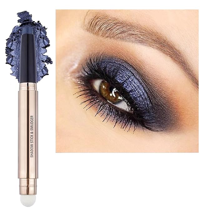 Eyeshadow Stick Eye Makeup Cream Smooth Shimmer Eyeshadow Pencil Primer Glitter Eyeliner Hypoallergenic Waterproof Long Lasting Blue Black shimmer # 12