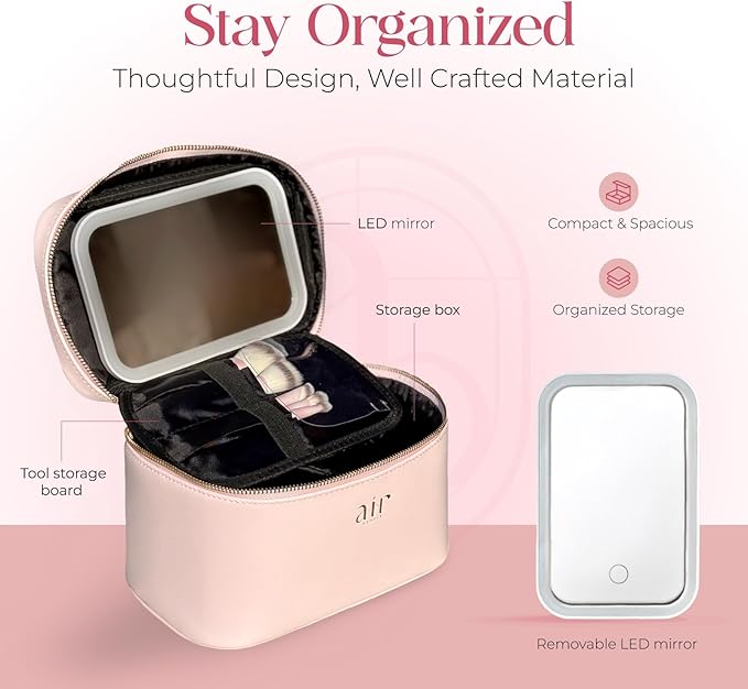 Air Glow Makeup Bag, Cosmetic Travel Case with Zipper Closure