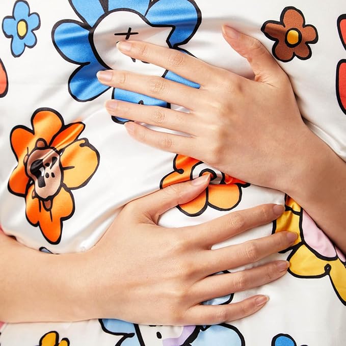 Kitsch x BT21 (Van) Satin Pillowcase with Zipper for Hair & Skin - Softer Than Silk Pillow Cases, Smooth Cooling Pillow Cover, Wrinkle-Free, Machine Washable, King Size (19x36)