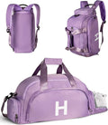 Trendy Stuff, Initial Gym Bags with Shoe Compartment, Dance Bag for Girls, Monogram Kid Overnight Bags, Small Travel Duffle Tote-Birthday Gift for 8-12, 13-19 Year Old Girls (Letter H)
