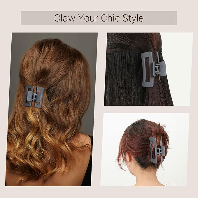 Shinowa Hair Claw Clips, 3 Pieces Leopard Print Claw Clip, Strong Hold Hair Jaw Clips for Thick Hair, Hair Accessories for Women Girls, Dark Gray