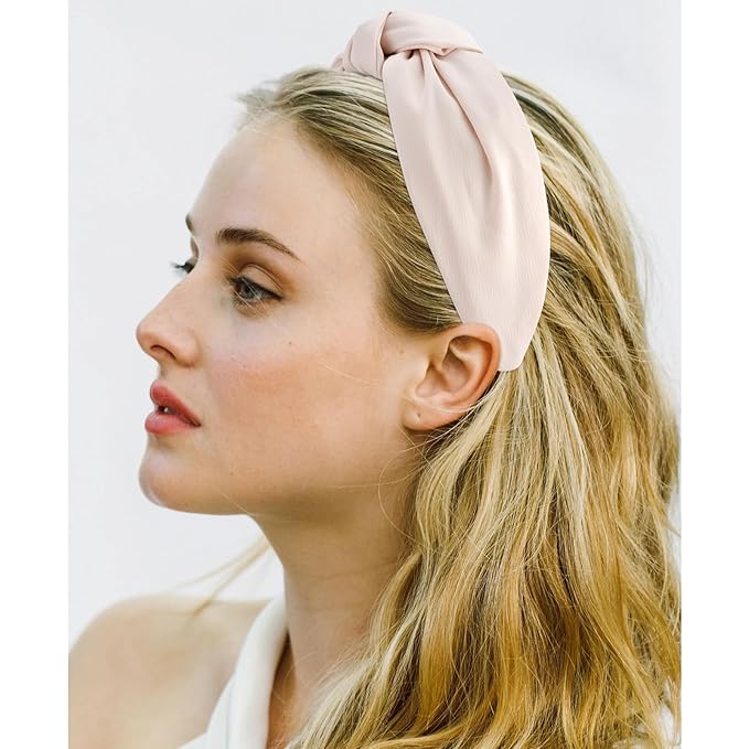 VELSCRUN White, Green 2 Pack Women's Satin Knotted Wide Non-Slip Elastic Turban Fashion Headbands for Hair Styling Accessories