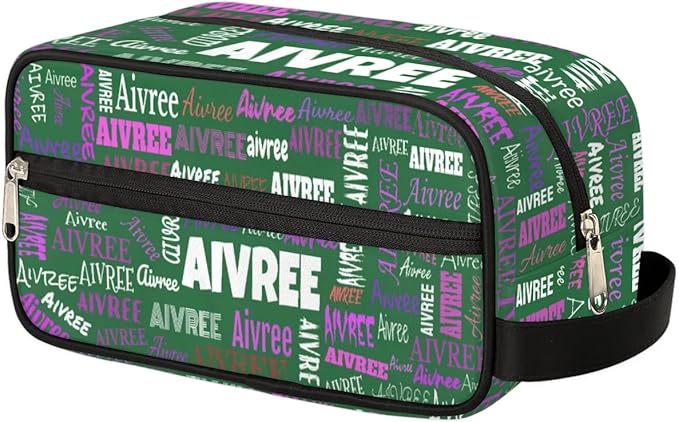 Customized Travel Makeup Toiletry Bag, Waterproof Large Cosmetic Bag Makeup Shaving Bag Organizer Case, Deep Forest Green Background