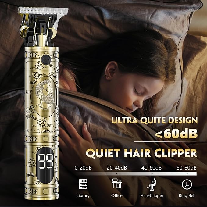 Hair Clippers for Men Cordless Professional Beard Trimmers with LCD Display Electric Grooming Rechargeable Shaver Zero Gapped T/Blade Cutting Kit Gift for Women Men Children