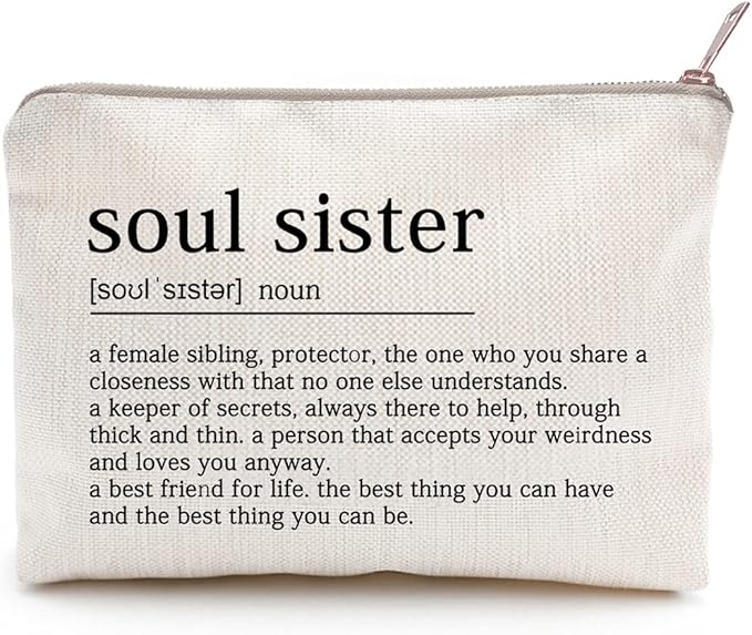 Soul Sister Makeup Case Gifts for Sister Cosmetic Bag Best Friend Toiletry Bag Gift Motivation Quotes Sister Birthday Gift (Soul Sister)