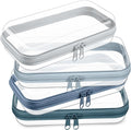 Hoolerry 4 Pcs Hard Clear Zipper Case Makeup Bags Plastic Pencil Pouch Transparent Storage Box Containers for Cosmetics, Snacks, Building Blocks, Puzzles(Morandi,7.5 x 3.9 x 2 in)