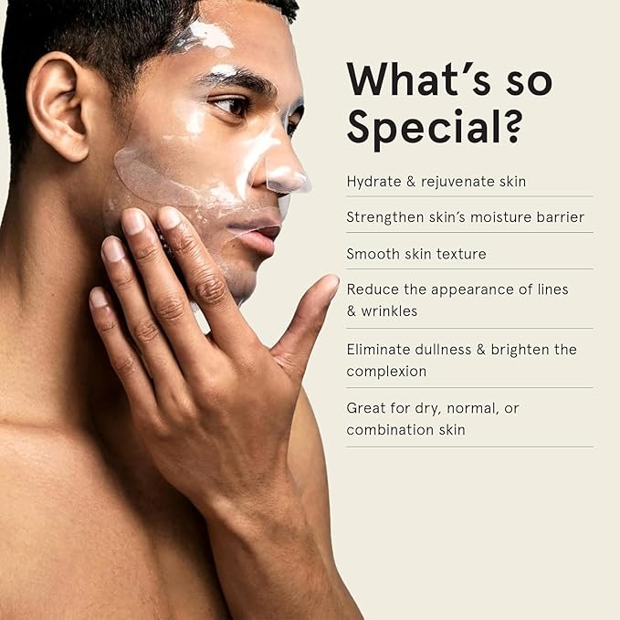 JAXON LANE BRO MASK: Korean Face Mask for Men | 2 Pc. Hydrating Anti Aging Sheet Masks Contain Vitamin C, Vitamin E, Hyaluronic Acid, Hydrolyzed Collagen for Face Care, Acne Treatment (4 X 4 Packs)