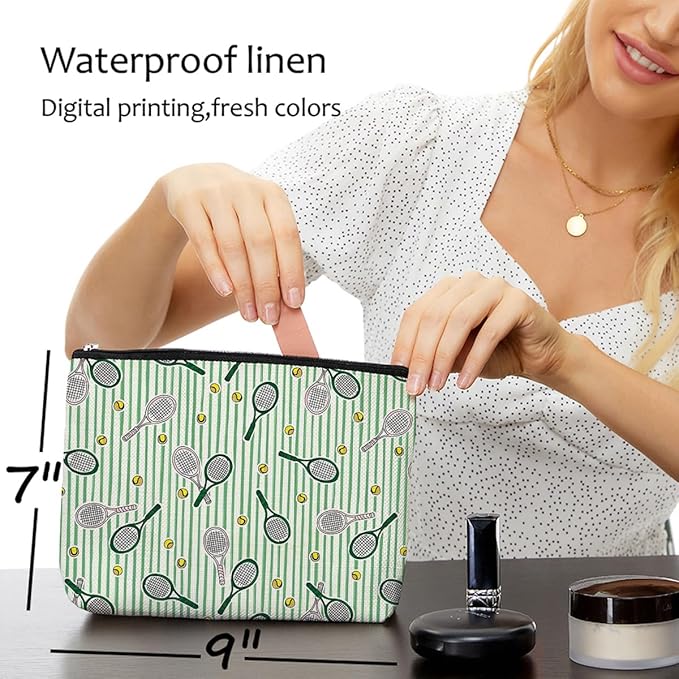 Tennis Gifts, Inspirational Tennis Makeup Bag, Tennis Accessories Tennis Gift Cosmetic Bag Toiletry Bag, Tennis Player Graduation Birthday Gifts for Women Girls Tennis Lovers Sister Best Friend