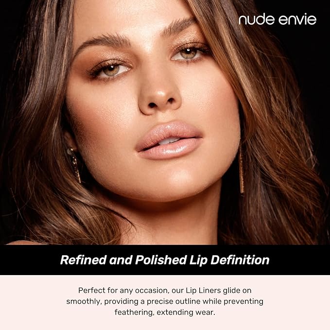 Nude Envie - Lip Liner - Smooth, Precise & Easy Application - Pigmented, Long-Lasting Lip Pencil - Add Definition - Prevents Feathering - Sharpenable - Vegan, Paraben-Free & Cruelty-Free - Timeless