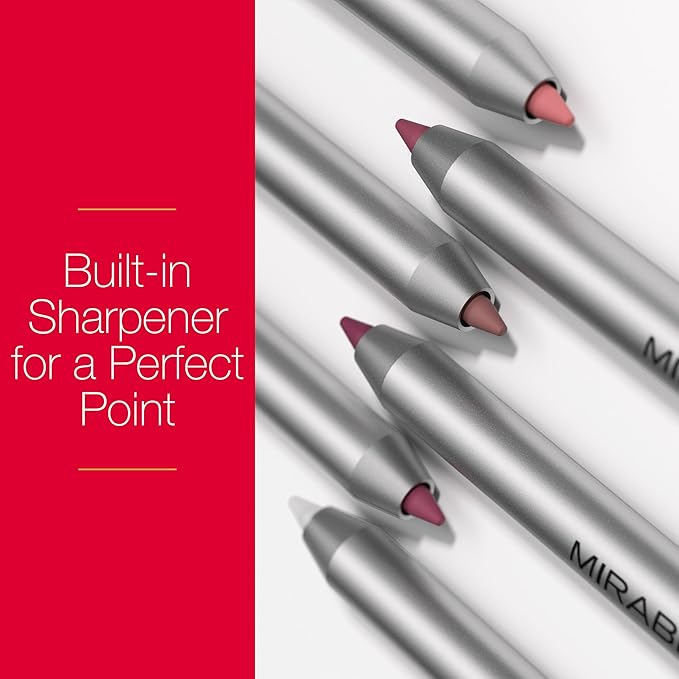 Mirabella - Line and Define Lip Definer, Smoothing & Moisturizing Retractable Lip Pencil with Sharpener, Helps Lipstick Stay Put, Long-Lasting Creamy Formula with Antioxidants Vitamins C & E, Clear