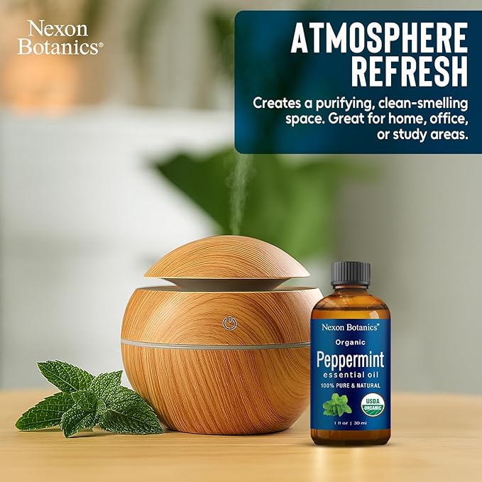 Organic Peppermint Essential Oil 30 ml - Pure, Natural Oils for Aromatherapy, Diffusers, DIY, Candle and Soap Making Scent - Nexon Botanics