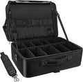 Relavel Extra Large Makeup Case Travel Makeup Train Case Professional Makeup Artist Bag Portable Nail Organizer Box Art Supply Case with Adjustable Dividers/Attach to Trolley/Shoulder Strap (Black)