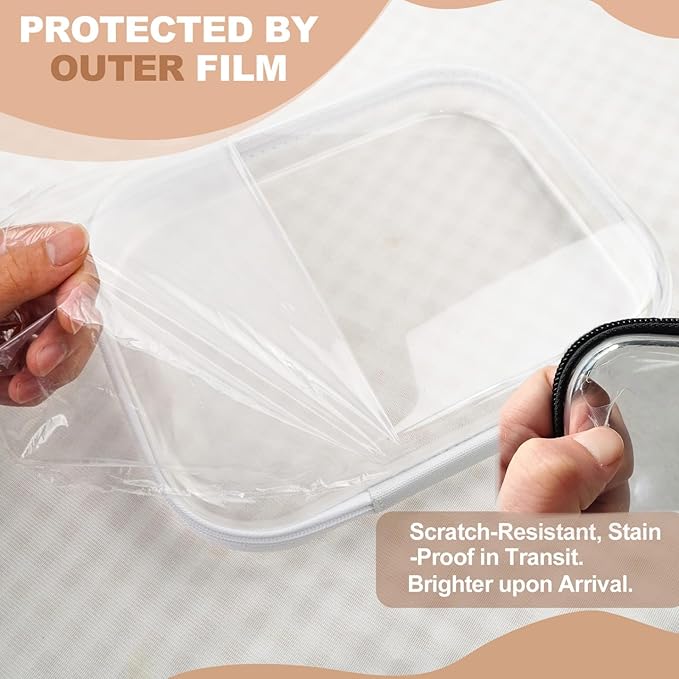 3pcs Clear Hard Shell Zipper Case, Transparent Hard Plastic Zipper Pouches, Portable Travel Organizer, Clear Toiletry Bag, Craft and Arts Organizer, Toy Storage Bins, Stackable Hard Side Plastic Case