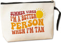 Jztco Summer Cosmetic Bag Beach Accessories Sunshine Inspirational Gifts for Beach Lovers Women Girls Coworker Grandma Sisters Mom Mothers Day Graduation Birthday Friendship Gifts Vacation Makeup Bag