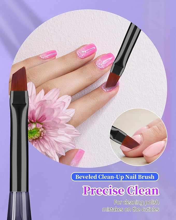 for OPI Nail Polish Remover Brush, 3PCS Nail Art Clean Up Brushes, Round/Angled/flat Acetone Resistant Gel Nails Art Designs and Tidying Up Polish Mishaps on Cuticles