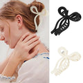 Bow Hair Clips, 5-IN Large Hair Claw for Thick and Thin Hair, Elegant Matte Hair Styling Accessories, Set of 2, Black & White