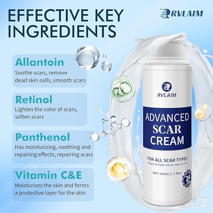Scar Cream Scar Gel, Advanced Silicone Scar Gel, Professional Scar Removal Cream for Surgical Scars, Stretch Mark, Keloid Bump, C-Section, Old and New Scars 1.7 oz(50g)