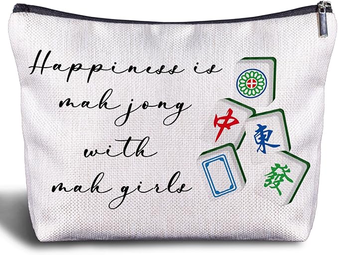 Mahjong Gifts Cosmetic Bag - Mahjong Makeup Bag Women's Zippered Bag, Friendship Gifts for Mahjong Lover- A