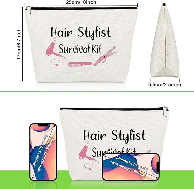 Hairdresser Gifts Hair Stylist Makeup Bag Inspirational Gifts for Hairstylist Hair Dresser Cosmetic Bag Retirement Presents for Hairdresser Cosmetology Graduation Presents Travel Cosmetic Pouch