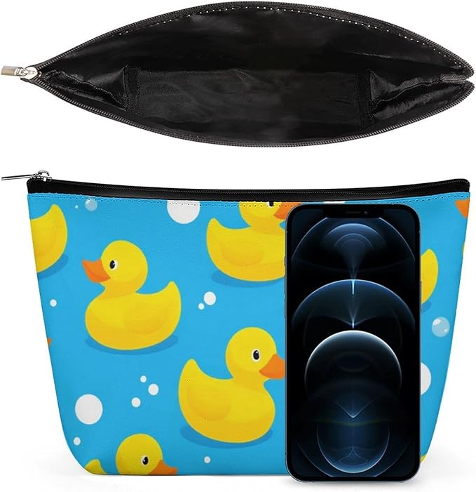 Women's Toiletry Bag, Travel Cosmetic Bag, Large Makeup Case, Yellow Rubber Duck Personality Fashion Zipper Cosmetic Case