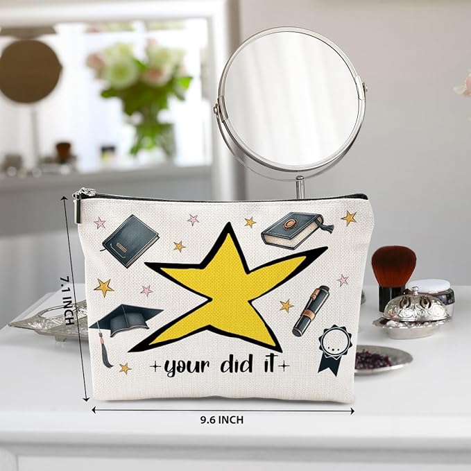 Graduation Gifts Makeup Bag Cosmetic Bag, Senior Night Gifts Congrats Grad Travel Organizer Zipper Pouch Graduation Gift for Women Doctorate PHD Master Degree Female Her College Senior