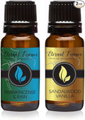 Eternal Essence Oils 2 Pack 10ml Premium Fragrance Oil - Sandalwood Vanilla & Frankincense & Rain - for Candle, Soap Making, Aromatherapy, Diffusers, Home Care, & Humidifiers