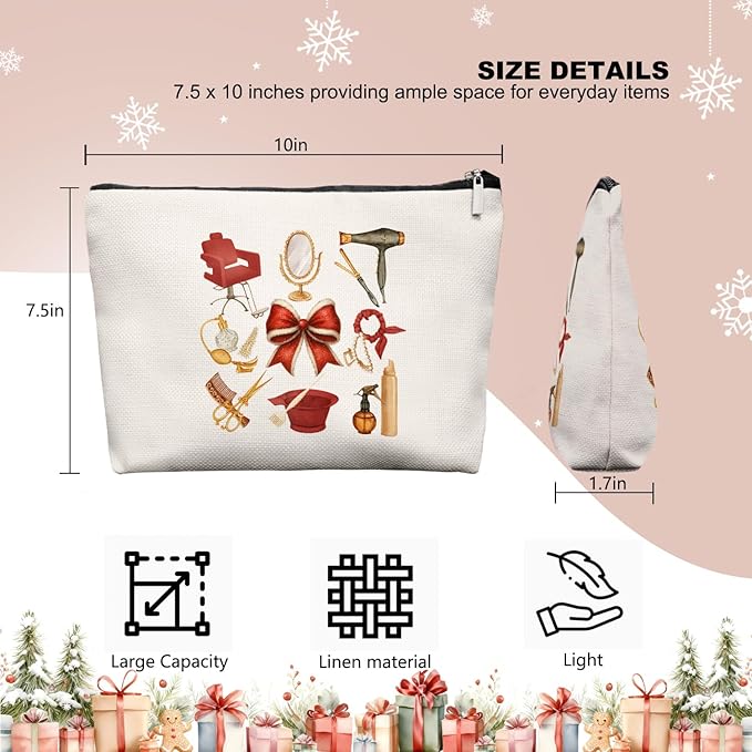 Chrisamas Hairstylist Gifts Women Makeup Bag Make Up Bag, Cosmetic Bags for Hairstylists, Hairdresser Gifts for Cosmetology Student Teen Girls(Red)