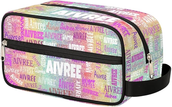 Personalized Makeup Bag with Name, Best Friends Teen Women Mom Birthday Gift Toiletry Travel Bag for Toiletries, Colorful Rainbow Glitter