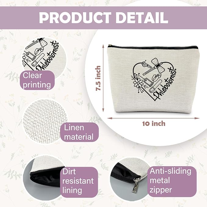 Phlebotomy Gifts for Women, Phlebotomist Nurse Makeup Bag, Phlebotomist gifts Supplies Cosmetic Bags Makeup Pouch
