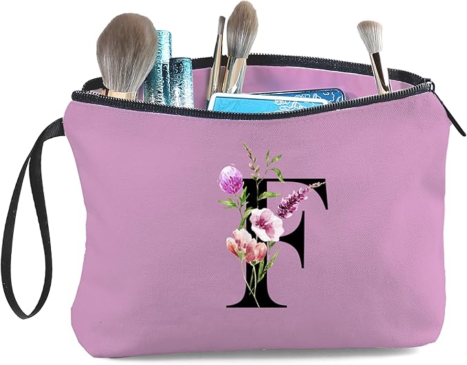 Birthday Thank You Appreciation Monogrammed Gifts for Mom Aunt Teacher Sister Friend Coworkers Bride Bridesmaid Makeup Cosmetic Bag with Mirror Mothers Day Christmas Graduation F