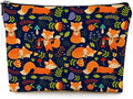Small Makeup Bag for Purse Cute Canvas Waterproof Cosmetic Bags for Women Zipper Travel Toiletry Pouch-Fox Makeup Bags