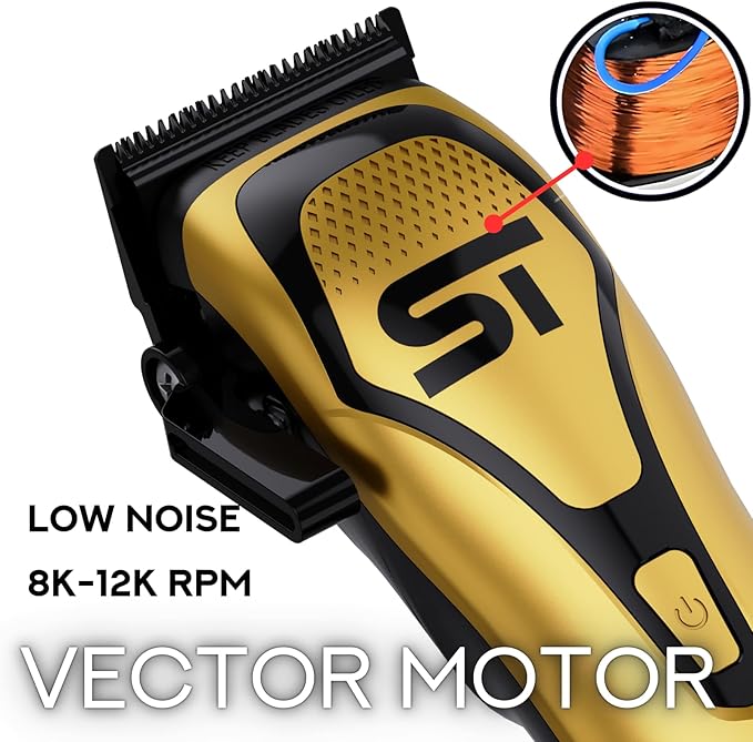 Supreme Trimmer Darkstar 72 Clipper with Magnetic Vector Motor | 180 Min Run Time, 9000 RPM Barber Hair Clipper | Low Noise, Professional Clipper DLC Blades | STC72