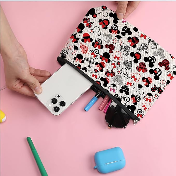 Cute Cartoon Mouse Makeup Bag Animal Lovers Gifts for Women Female Her Teen Daughter Cousin Best Friend Bestie BFF Magic Mouse Stuff Cosmetic Bag Wizard Gifts Mothers Nurse Day Graduation Birthday