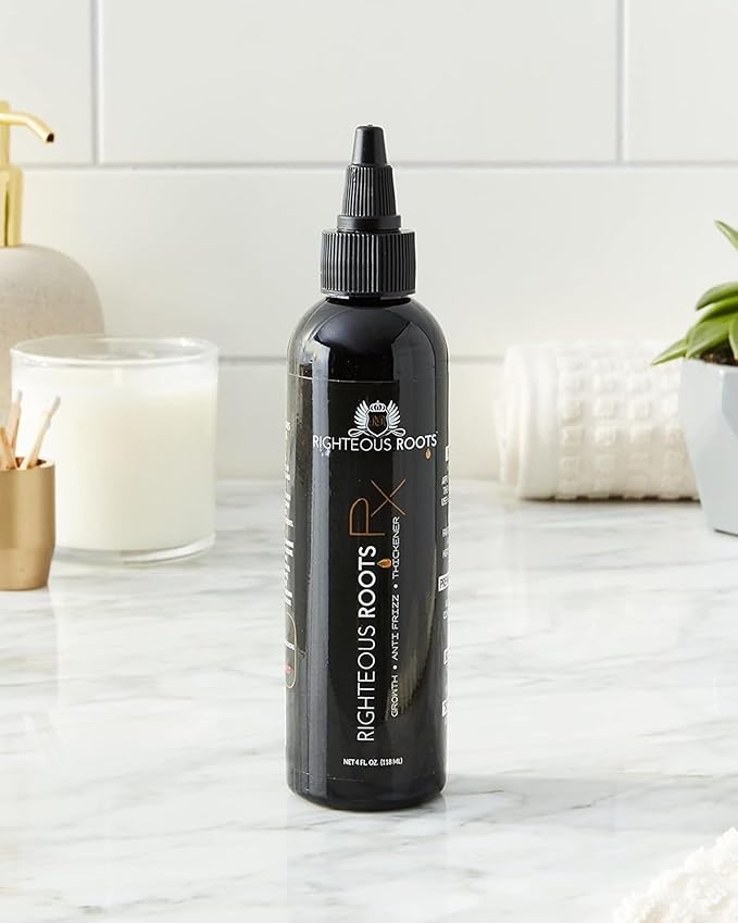 Righteous Roots Rx Hair Oil for Hair Growth, Anti Frizz and Thickener Best for Curly, Wavy Natural Hair and Beards. 4fl oz (Previously known as Hair RX)