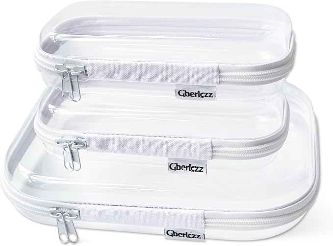 Clear Hard Zipper Case for Storage, Durable Clear Zipper Pouches, Hard Plastic Zippered Pouch for Snacks Toy Travel Organizer