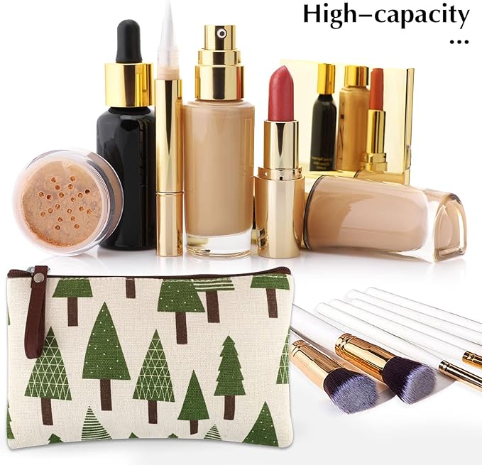 8 Pcs Canvas Cosmetic Bag, Multi-function Travel Makeup Bag Cosmetic Pouch with Zipper Travel Toiletry Bag Small Makeup Pouch Christmas Gifts Stocking Stuffers for Women
