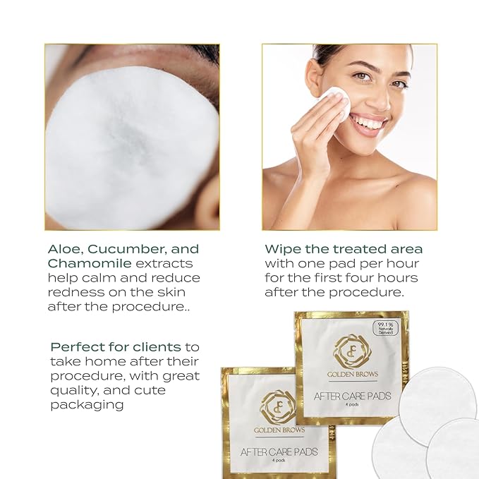 Golden Brows Premium After Care Cotton Pads | Fragrance Free Plant-Based Rounds for Face & Skin | Gentle Makeup Remover Wipes & Post-Procedure Care Essentials – 25 Pack