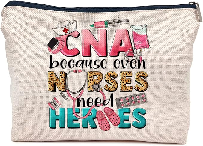IWXYI Cna Bag,Western CNA Because Nurses Need Heroes Makeup Bag,Nurse Life Make up Bag