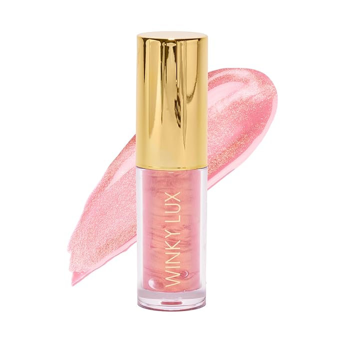 Winky Lux Pink Opal Very There Lip Oil - Hydrating Nude Pink Gloss with Jojoba Oil, Non-Sticky Glossy Lip Oil, Tinted Pink Shimmer Gloss for Juicy Lips & Soft Vanilla Scent