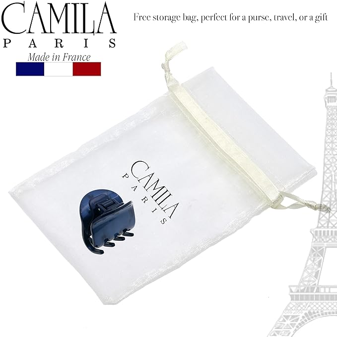 Camila Paris CP3269 French Hair Clip for Women, Small Handmade Blue, Girls Hair Claw Clips Jaw Fashion Durable and Styling Hair Accessories for Women, Strong Hold No Slip Grip, Made in France