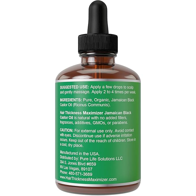 Jamaican Black Castor Oil for Hair Growth. Strengthens & Hydrates Thinning, Dry Hair for a Healthier-Looking Scalp. For Women & Men – Vegan & Unscented 2oz Serum