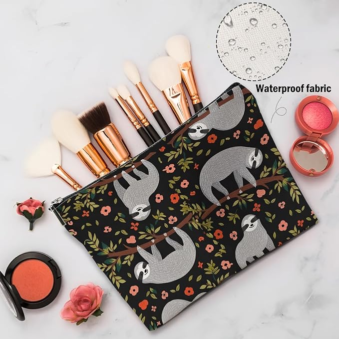 Sloth Gifts Makeup Bag, Sloth Stuff Cosmetic Bag Travel Pouch, Sloths Lovers Gifts for Women Girls Daughter Sisters Coworker Best Friend Friendship Graduation Birthday