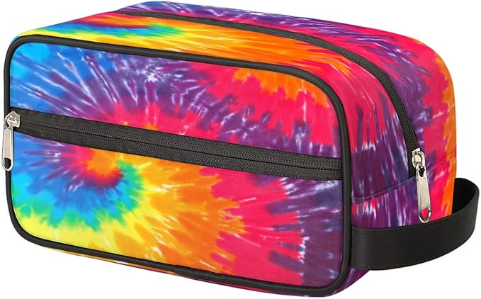 Rainbow Tie Dye Travel Toiletry Bag for Women Men Abstract Swirl Tie Dye Lightweight Cosmetic Makeup Bag Waterproof Shaving Bag Dopp Kit with Large Capacity for Toiletries and Shaving Accessories