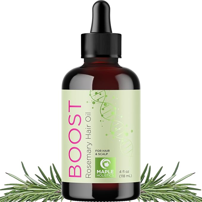 Volumizing Rosemary Hair Oil Serum - Moisturizing Scalp and Hair Oil for Men & Women Infused with Amla Black Castor Pumpkin Argan & Jojoba - Lightweight Hydrating Vegan & Color Safe (Rosemary Scent)