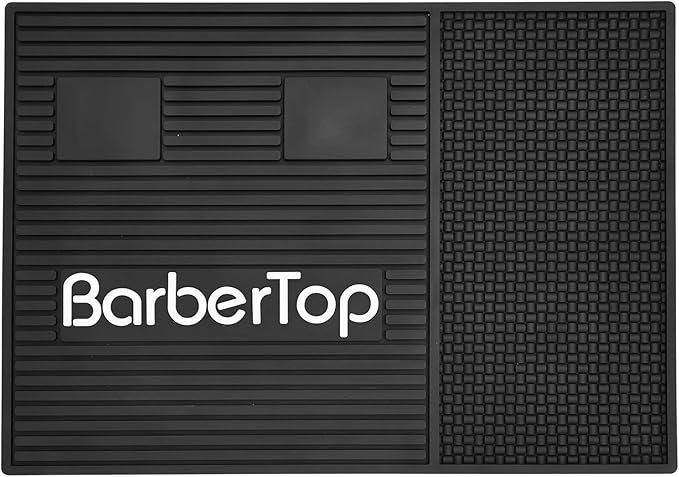 Barber Tools Organizer Mat, Magnetic Barber Mat with 2 Magnetic Slots, Barber Clippers Mat, Magnet Strip Station Pad for Hairstylist