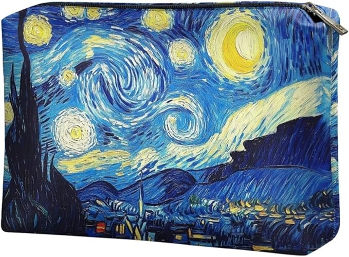 COEQINE Starry Night Makeup Bags for Women Leather Cosmetic Bags for Travel Party Bag Makeup Organizer Bag With Zipper Easy To Clean Fashion Cosmetic Travel Bag Small Cosmetic Wallet for Ladies
