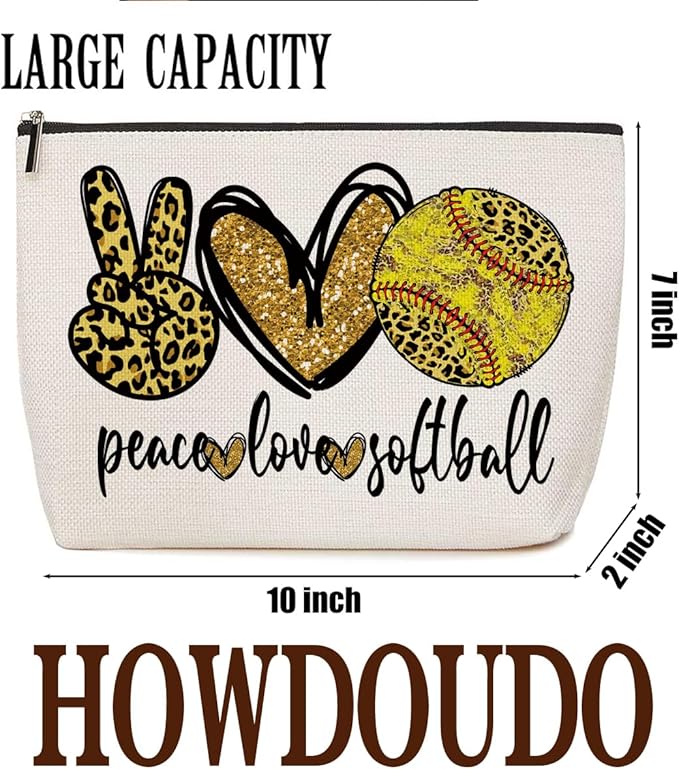 Softball Gifts Leopard Makeup Bag Softball Party Favors Inspirational Gifts for Women Softball Sport Team Lovers Coach Mom Fans Cosmetic Bag Zipper Pouch Game Day Christmas Birthday Gift Ideas