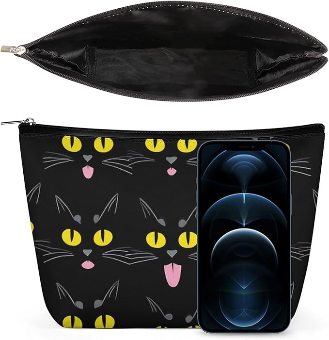 Travel Cosmetic Bag, Large Makeup Case, Toiletry Bag, Personality Fashion Zipper Cosmetic Case Cool Funny Black Cats